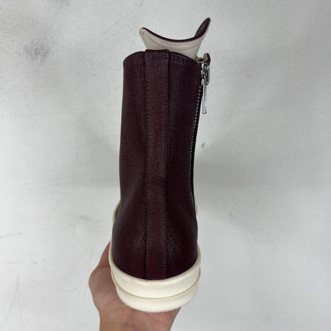 DRKSHDW Burgundy Waxed Ramone High Sneakers