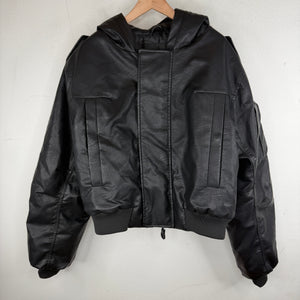 Entire Studios Hooded Faux Leather Bomber Jacket