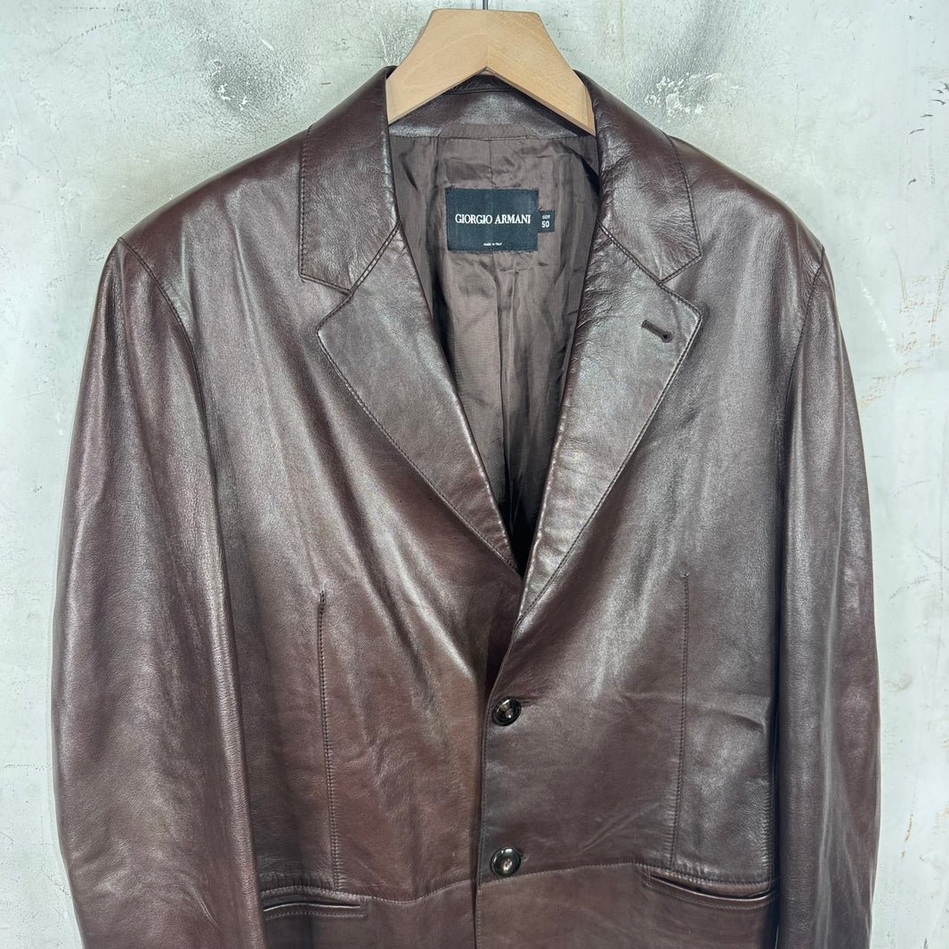 Giorgio Armani Leather Brown Blazer