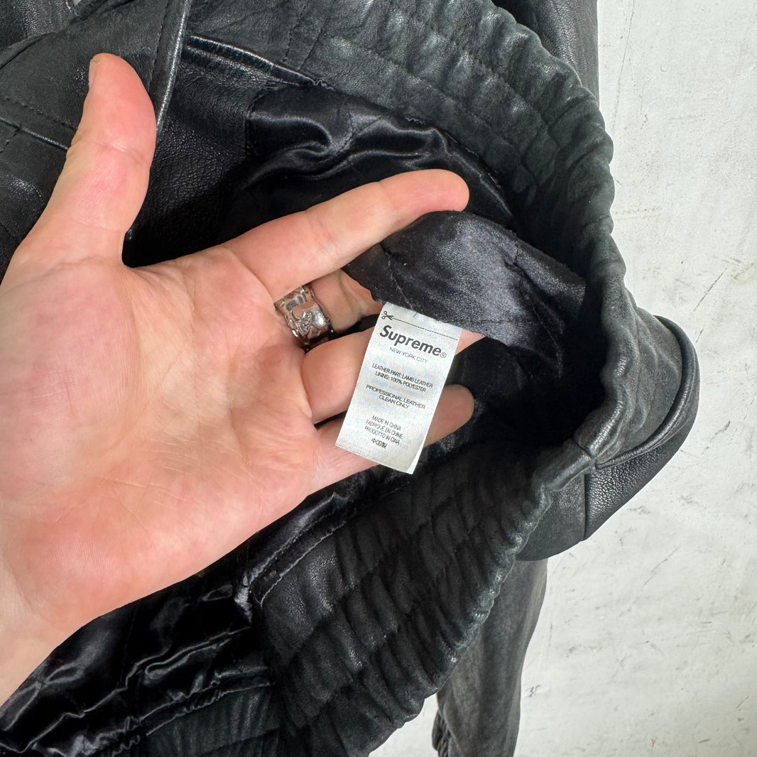 Supreme Pebbled Leather Studded Logo Jacket