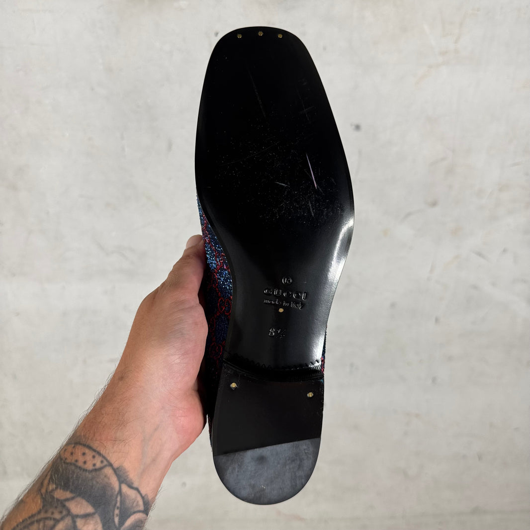 Gucci Glitter Monogram Loafers