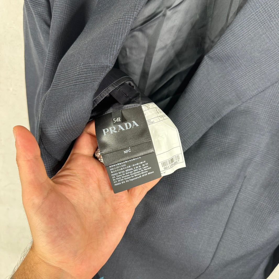 Prada Triangular Badge Navy Double Breasted Blazer