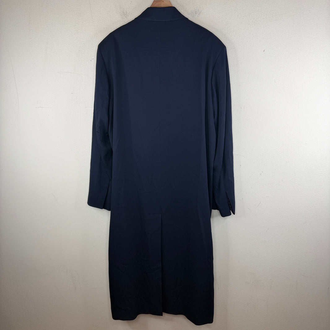 Balenciaga Navy Button Up Trench Coat