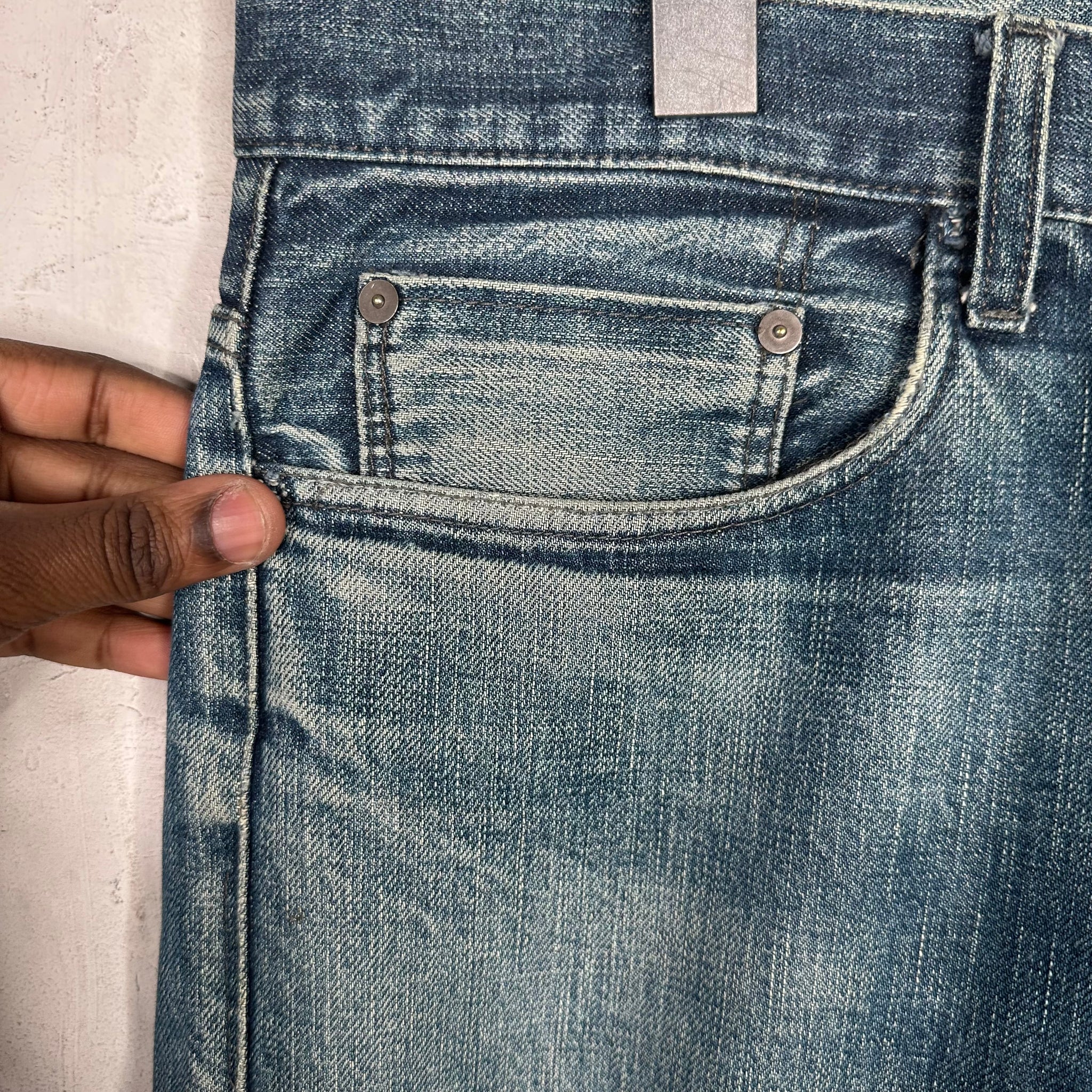 Helmut Lang Distressed Blue Jeans