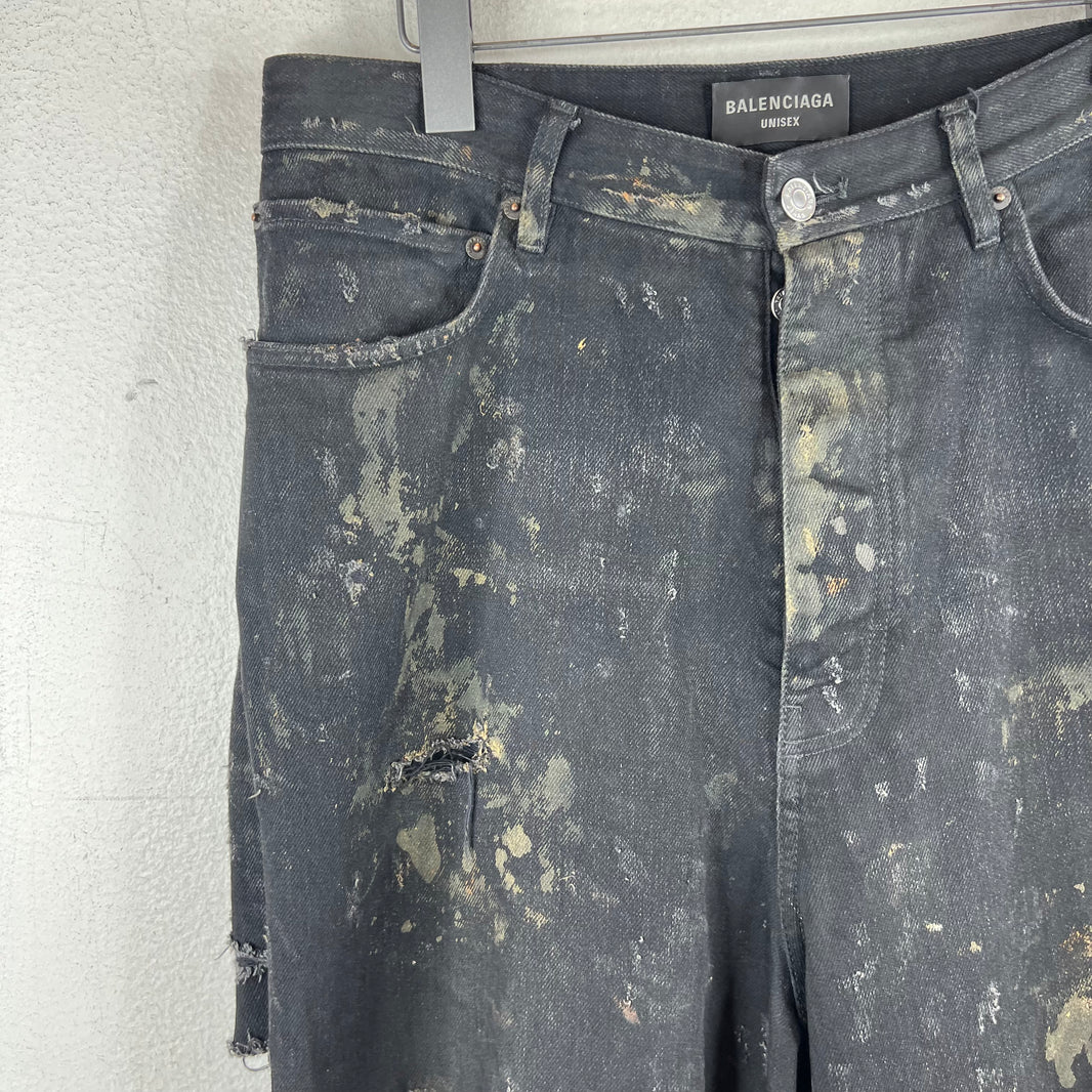 Balenciaga Mud Destroyed Black Jeans