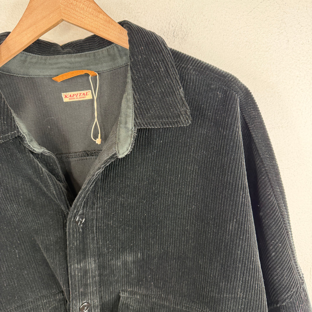Kapital Oversized Corduroy Black Button Up Shirt