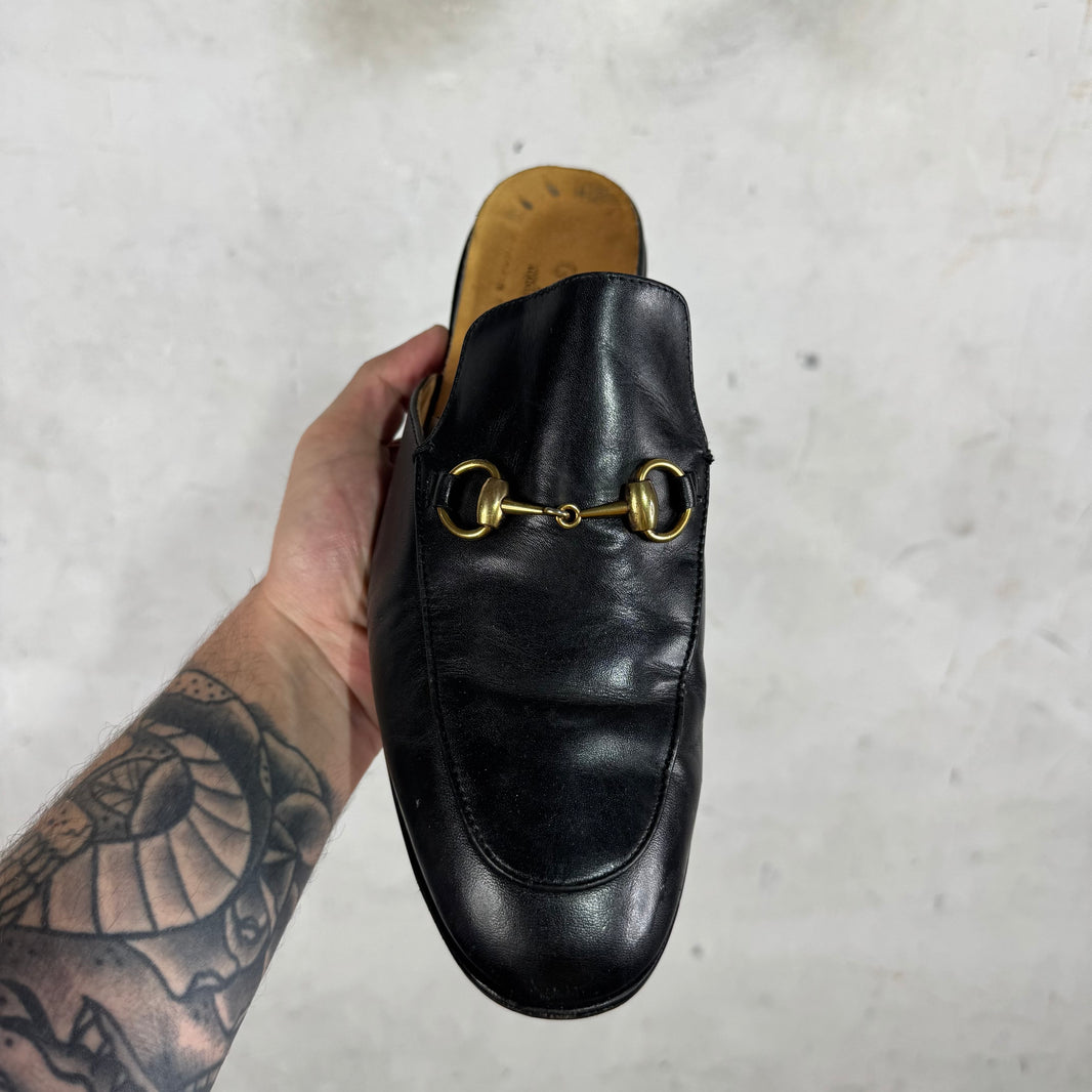 Gucci Black Horse-Bit Mules