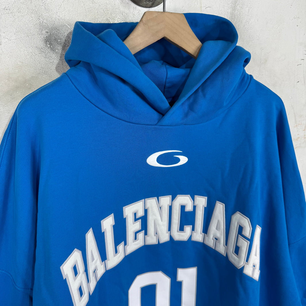 Balenciaga Basketball Arc Logo Blue Hoodie