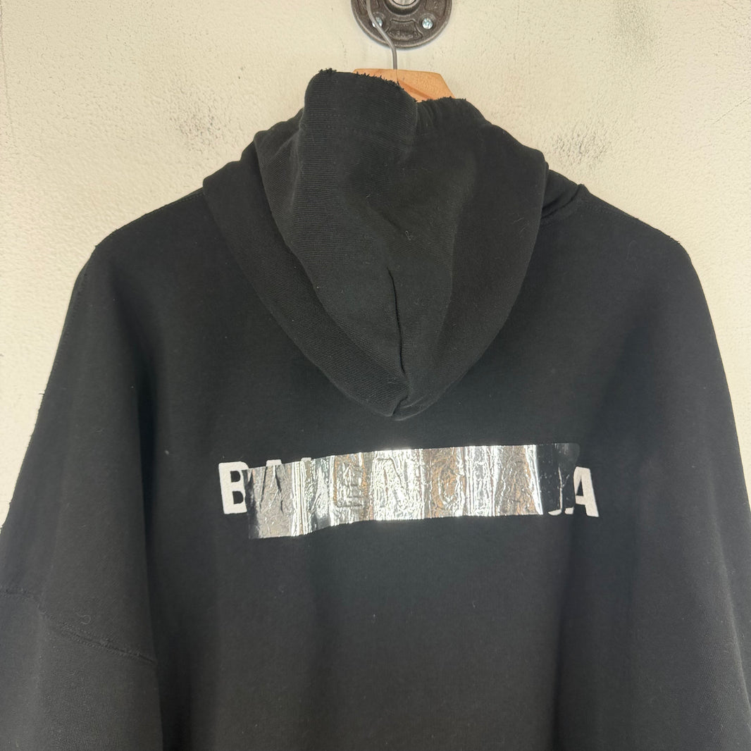 Balenciaga Silver Tape Zip-Up Hoodie