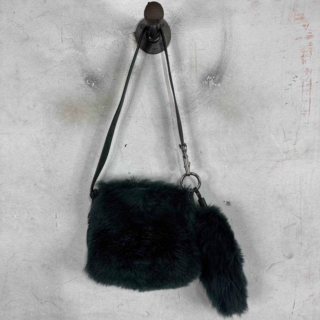 Burberry Fuzzy Leather Messenger Pouch Bag
