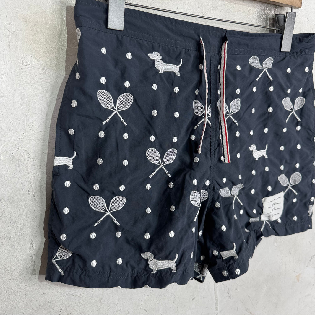 Thom Browne Tennis Dachsound Swim Trunks