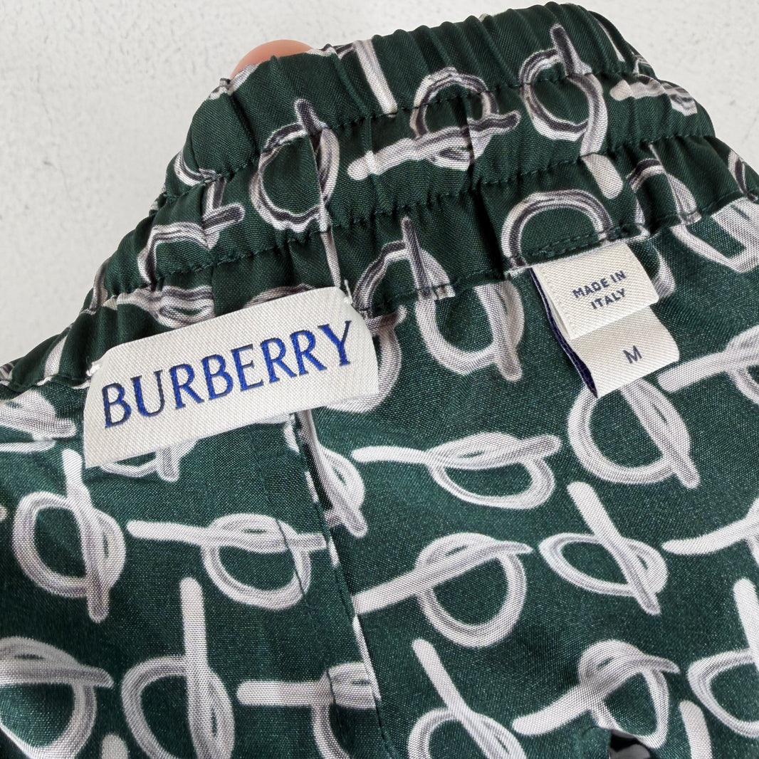 Burberry Green Silk Pattern Shorts