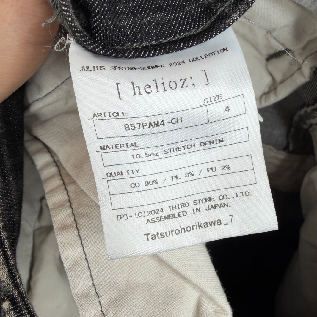 Julius Acid Black Helioz Open Knee Cargo Jeans