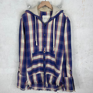 Greg Lauren Frayed Hooded Flannel