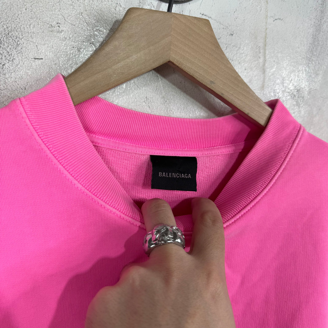 Balenciaga Pink Paris Icon Logo Crewneck