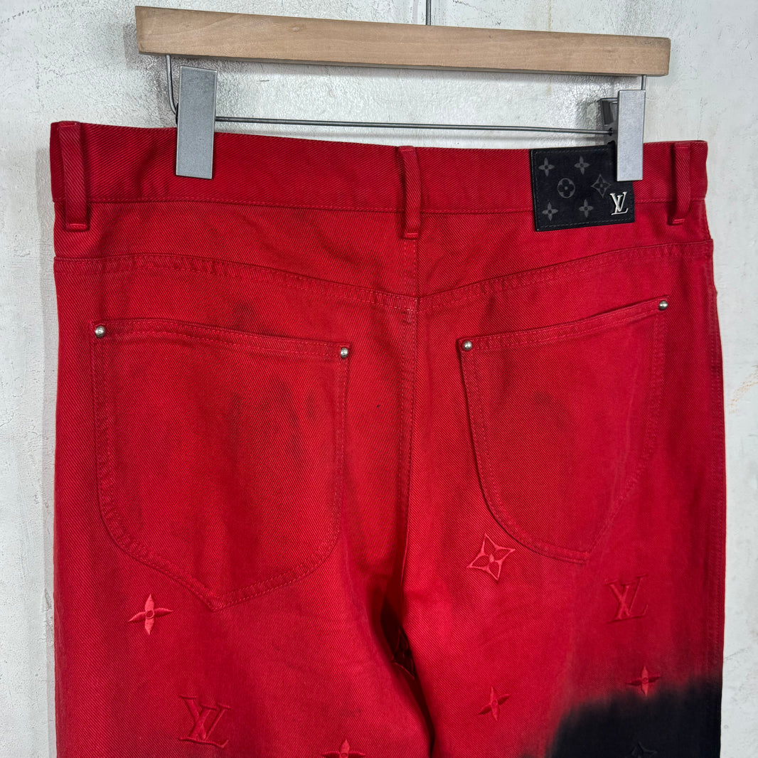 Louis Vuitton Red Gradient Monogram Jeans