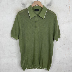 Prada Green Knitted Mesh Polo