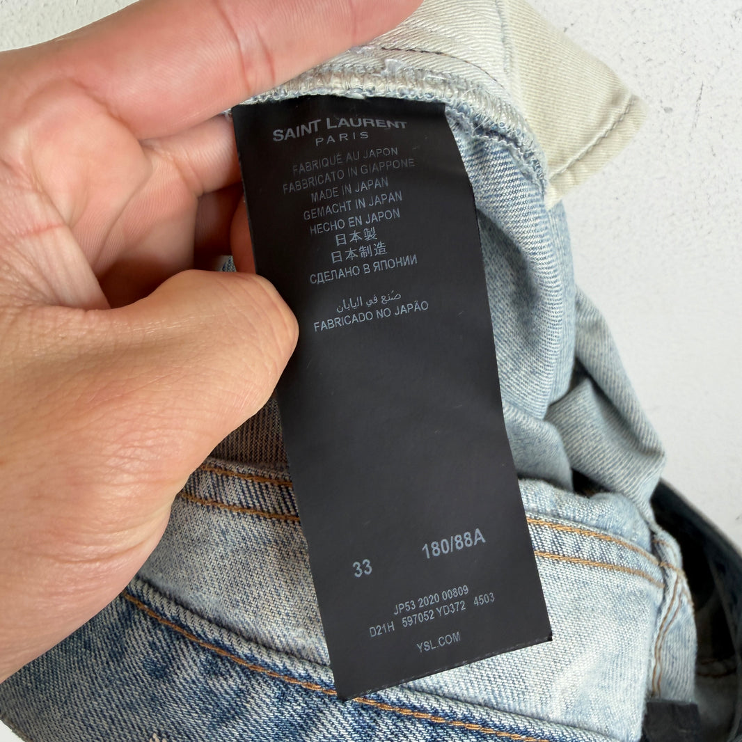 Saint Laurent Light Wash Repaired D18 Denim Jeans