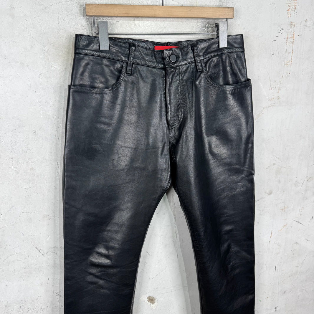 424 Leather Denim Pants