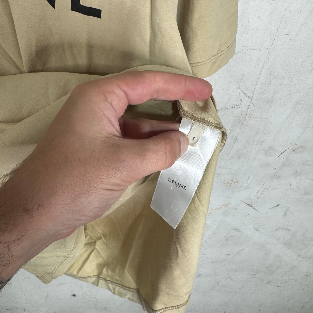 Celine Beige Logo T-Shirt