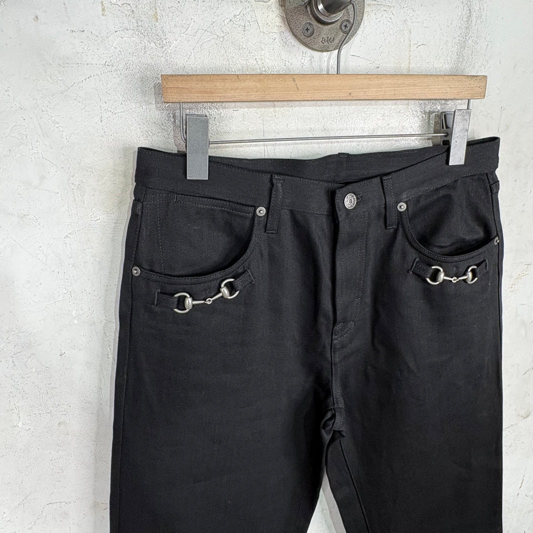 Gucci Black Raw Horsebit Jeans