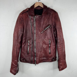 Balmain Lambskin Burgundy Perfecto Jacket