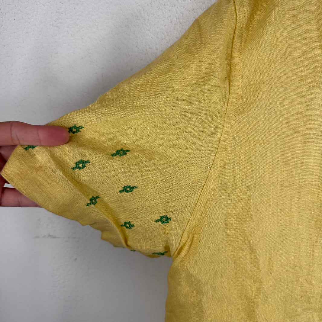 Bode Yellow Green Peak Embroidered Shirt