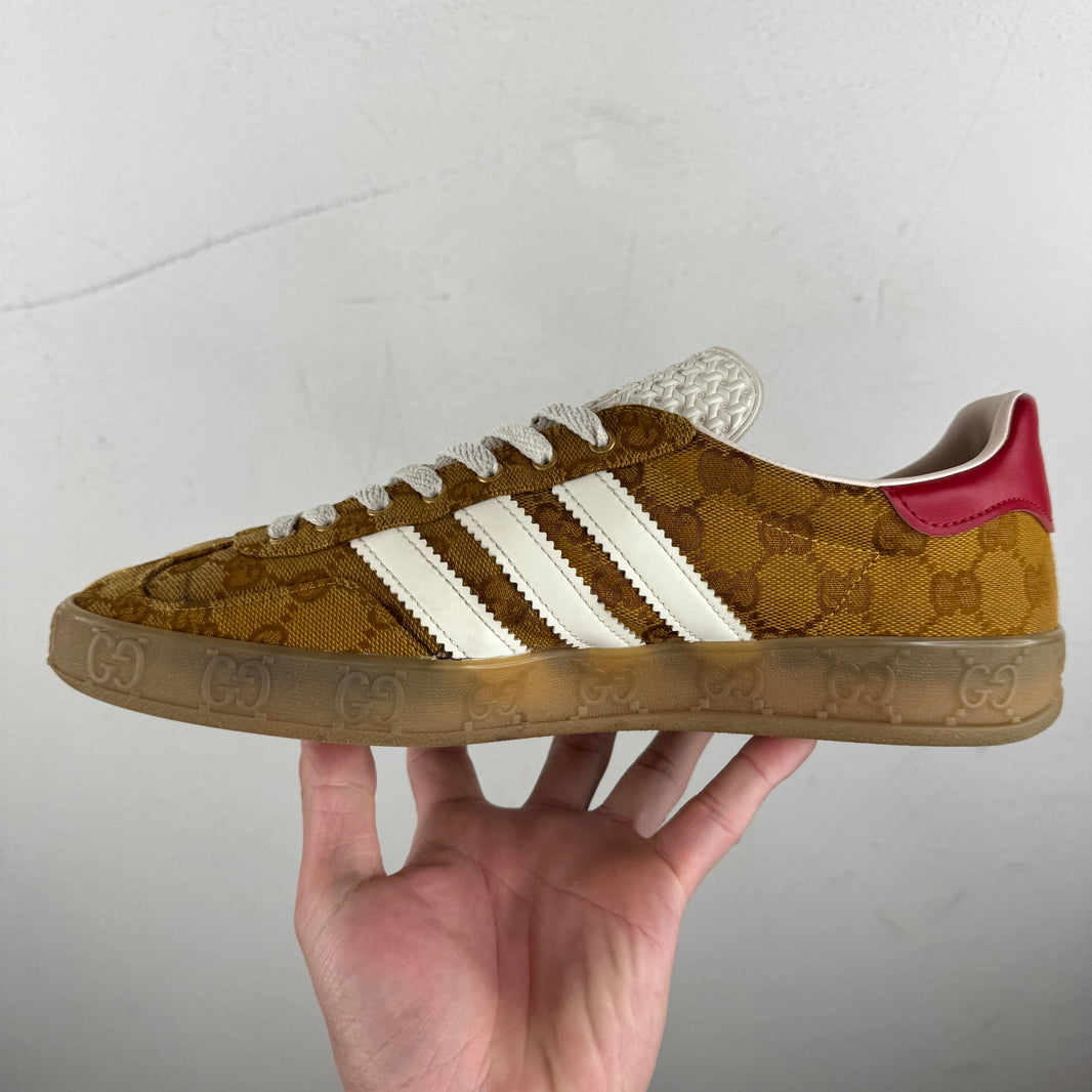 Gucci Adidas Brown Monogram Gazelle Sneakers