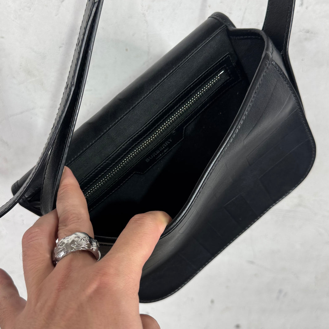 Burberry Embossed Plaid Flap Messenger