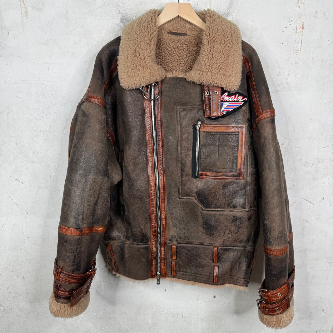 Balmain Leather Shearling Pilot Jacket