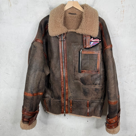 Balmain Leather Shearling Pilot Jacket