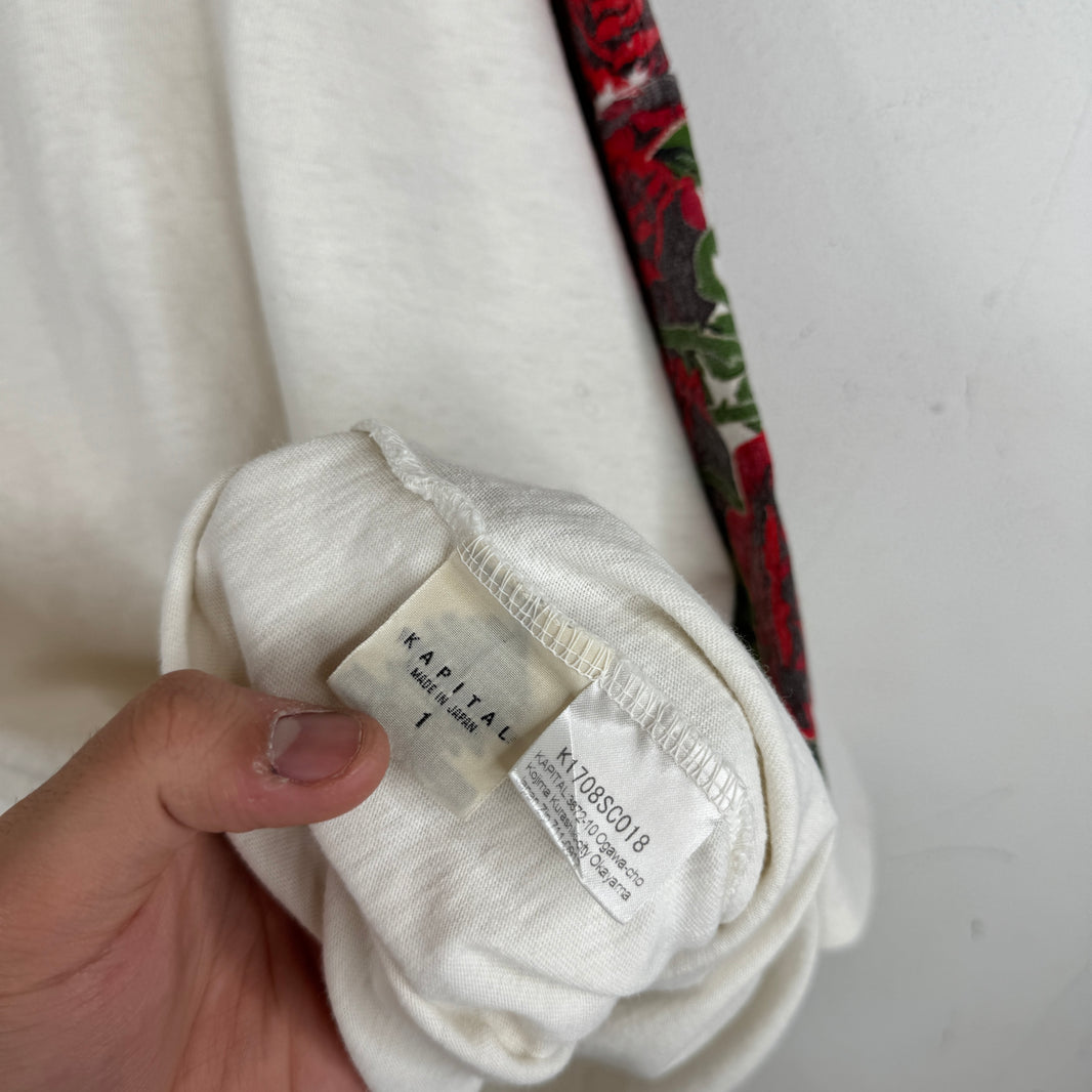 Kapital White Roses Sleeve Print T-Shirt