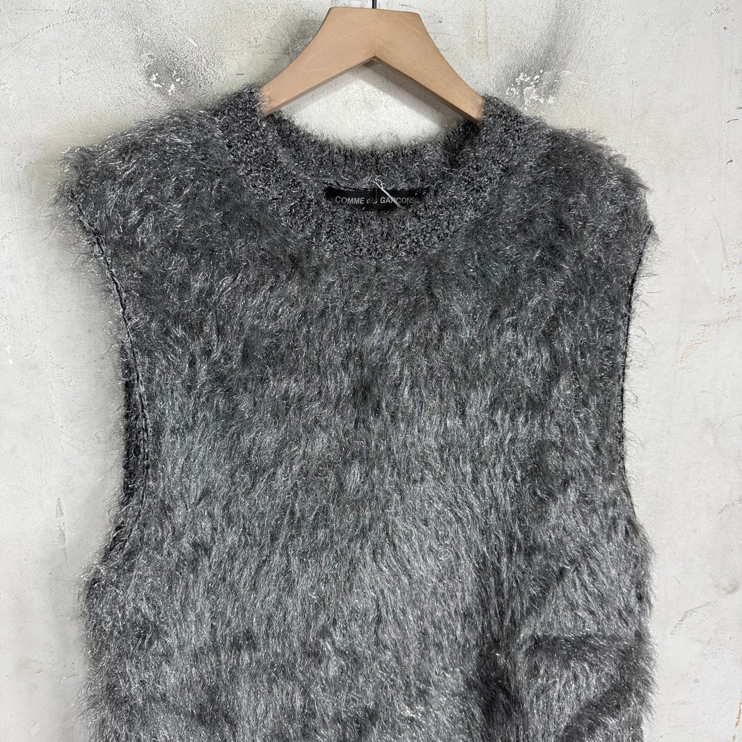 CDG Homme Plus Fuzzy Silver Sweater Vest