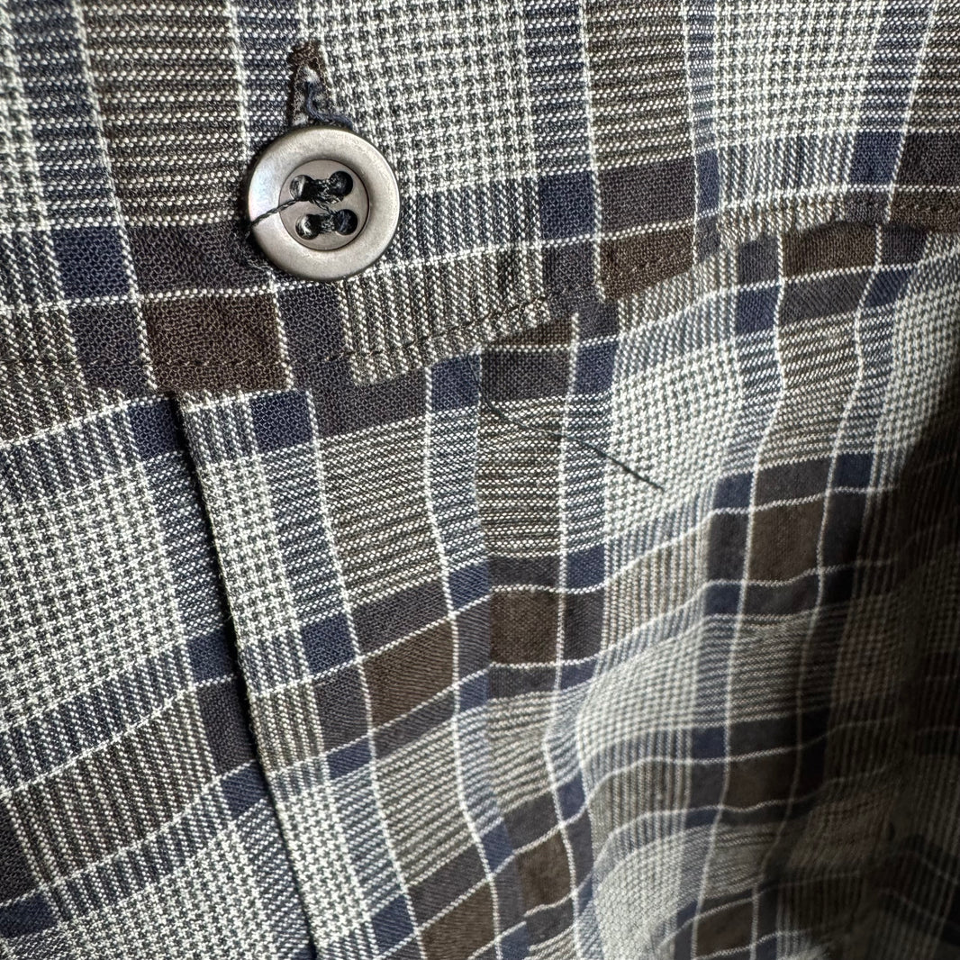 Dries Van Noten Blue/Brown Plaid Shirt With Epaulettes