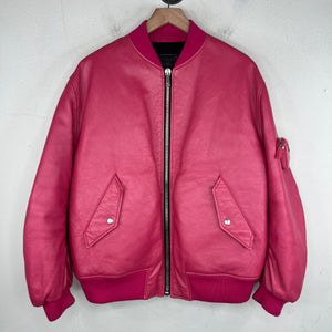 Prada Pink Oversized Nappa Leather Bomber Jacket