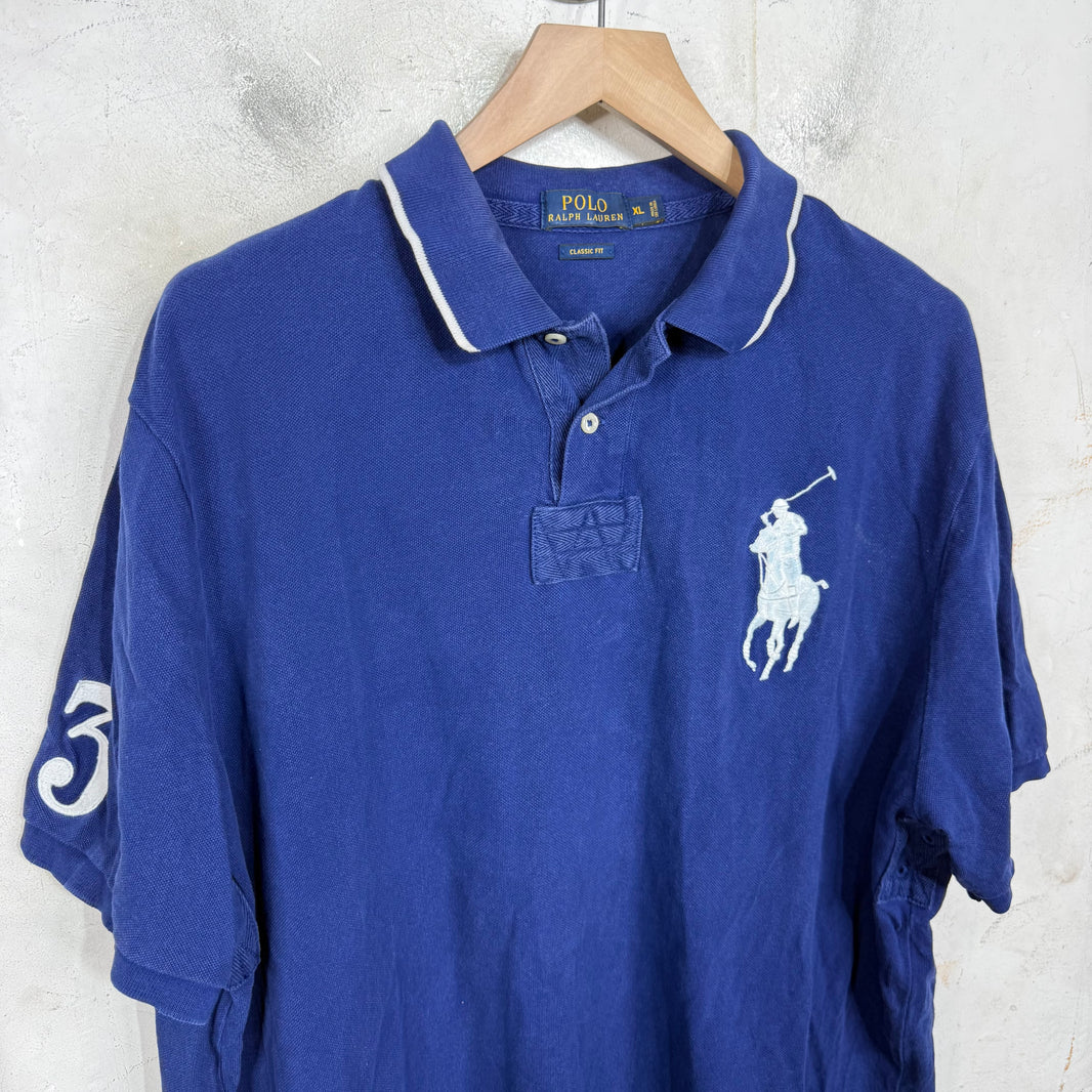 Ralph Lauren Blue White Big Horse S/S Polo