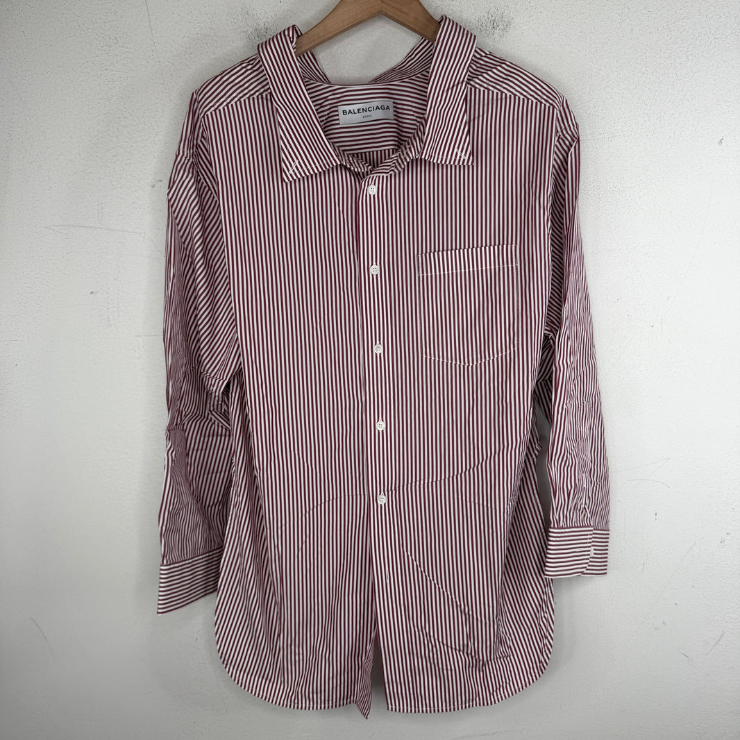 Balenciaga Red Striped Button Up Shirt