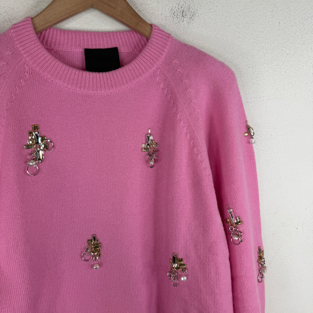 Givenchy Wool/Cashmere Pierced Crystal Knit Sweater