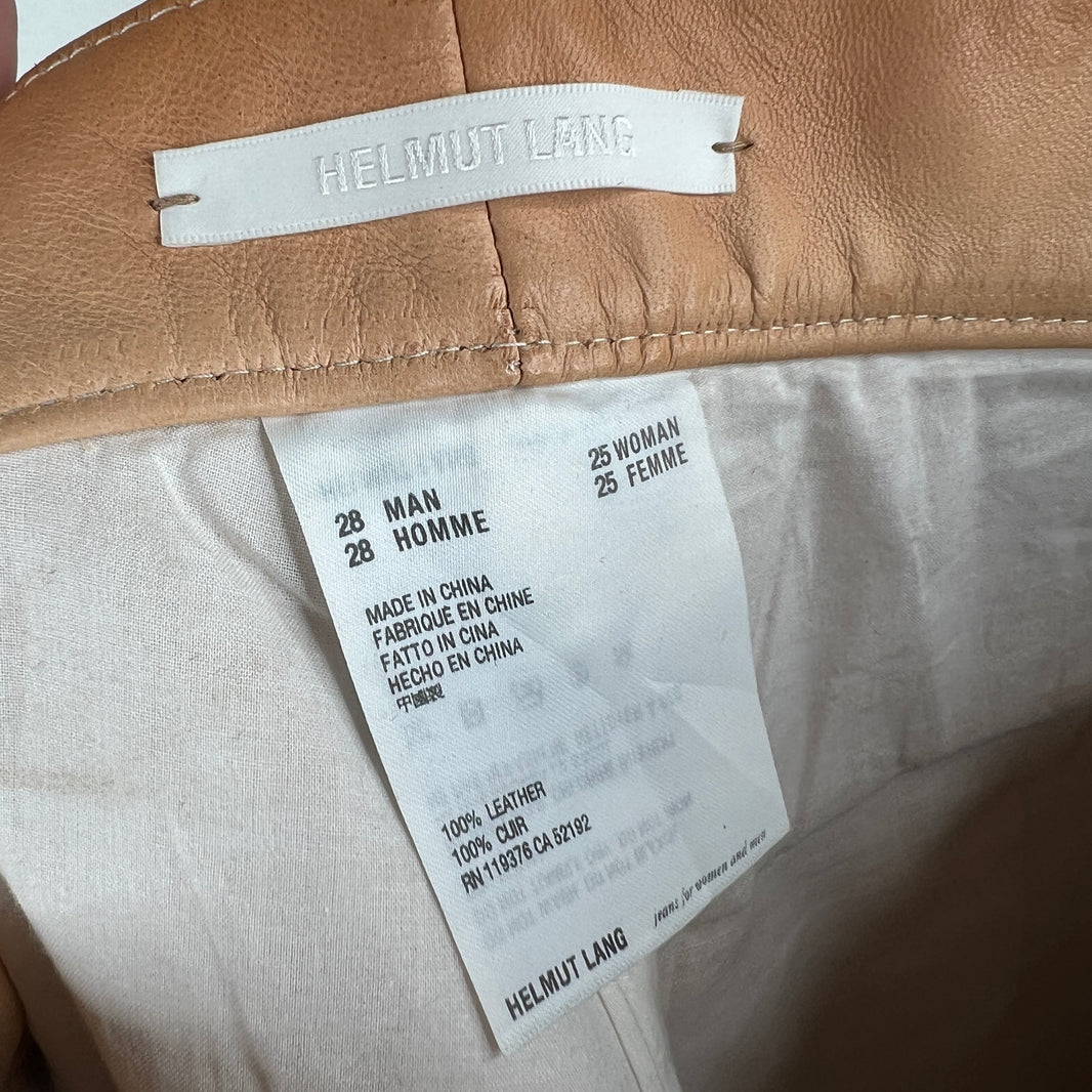 Helmut Lang Peach Leather Slim Pants