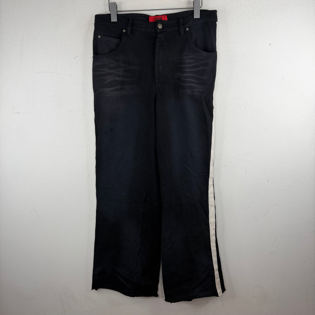 424 Black Striped Cotton Pants
