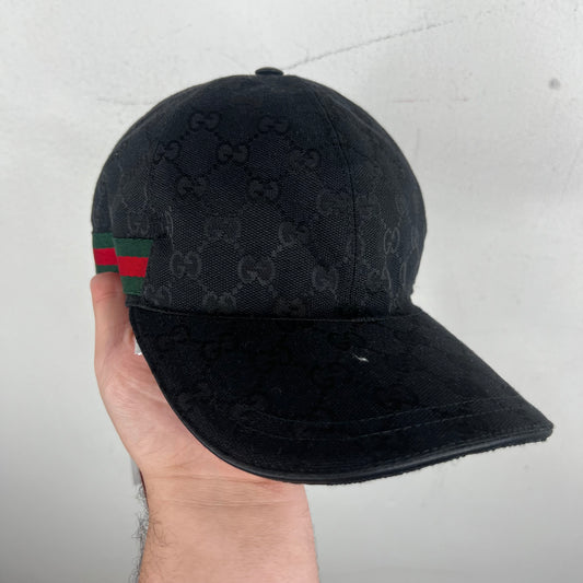 Gucci Black Monogram Web Hat