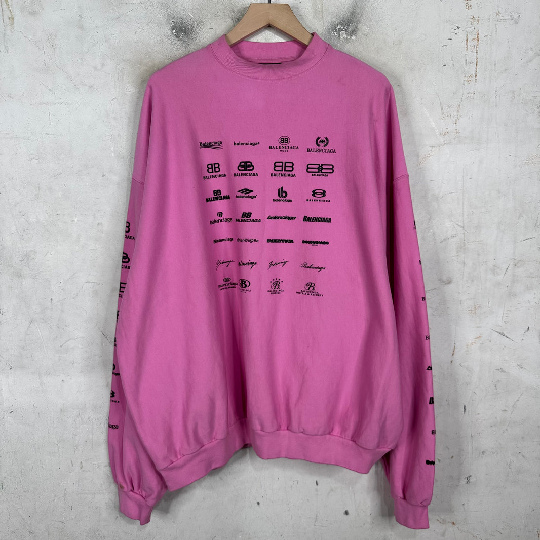 Balenciaga Sample Multi Logo Crewneck