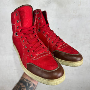 Gucci Red Nylon Monogram Sneakers