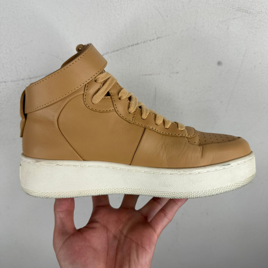 Celine Tan Leather High-Top Sneakers