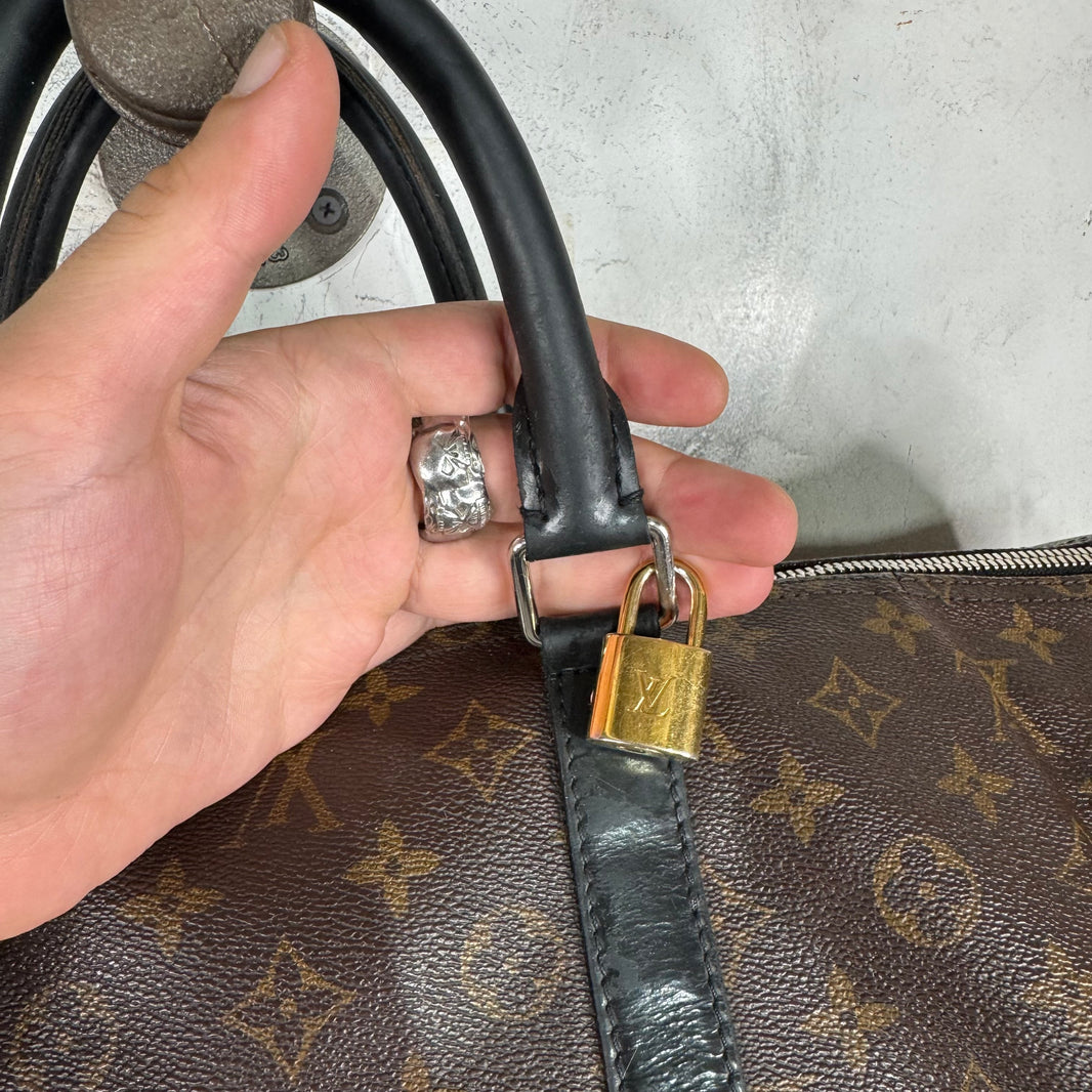 Louis Vuitton Brown Monogram Black Trim Keepal 55