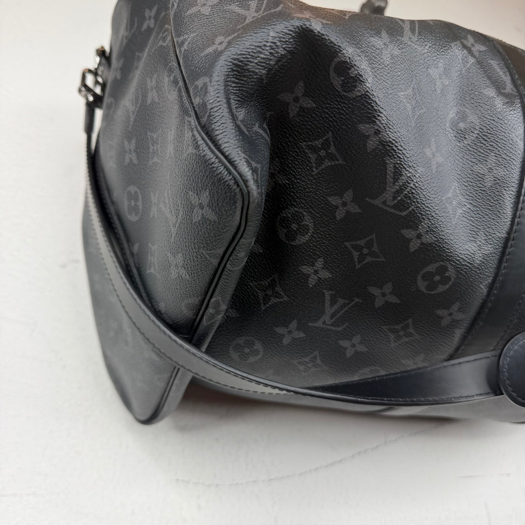 Louis Vuitton Black Monogram Keepall 55 Duffel Bag