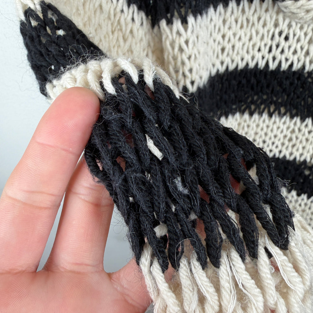 Saint Laurent Striped Cable Knit Hooded Sweater