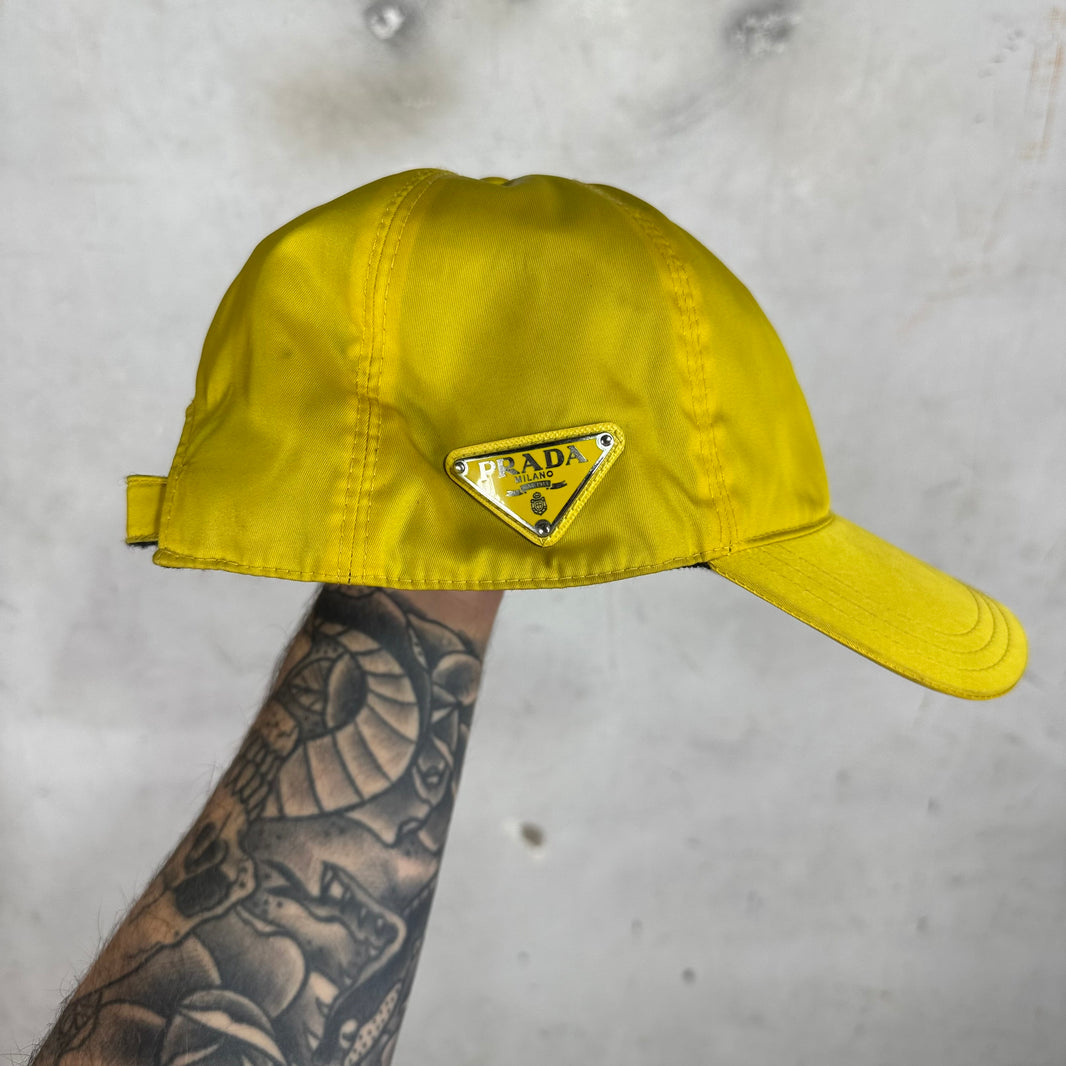 Prada Yellow Nylon Plaque Hat
