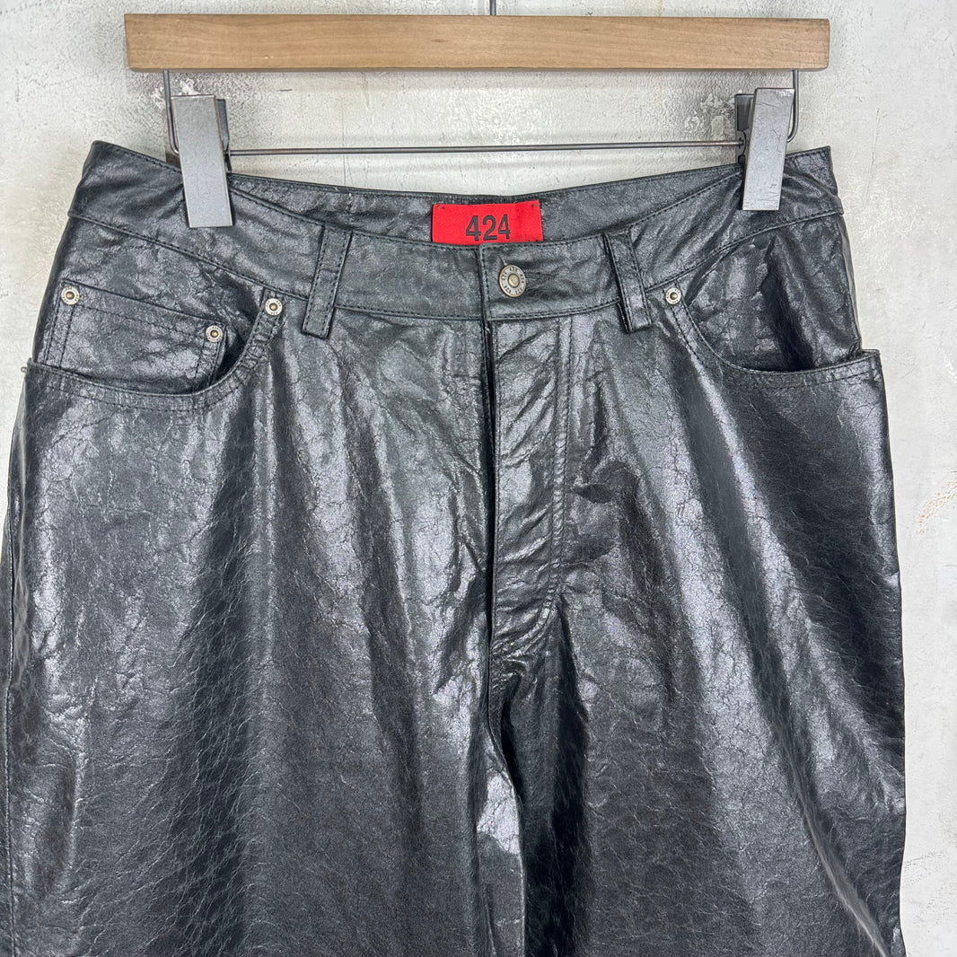 424 Paper Leather Wide Leg Pants