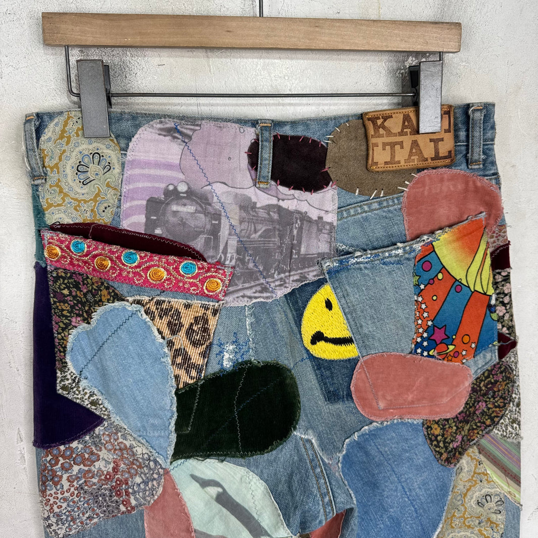 Kapital No Nukes Flared Patchwork Jeans
